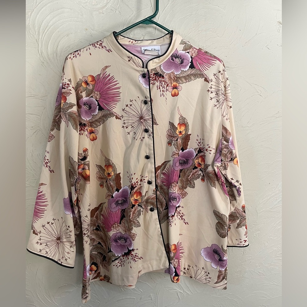 Vintage Lady Winn California by Teddi Kimono Lounge Jacket Vibrant Floral